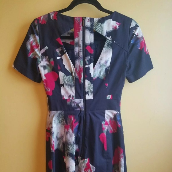 FRENCH CONNECTION BLUE FLORAL DRESS SIZE US 2 XS - Picture 5 of 8